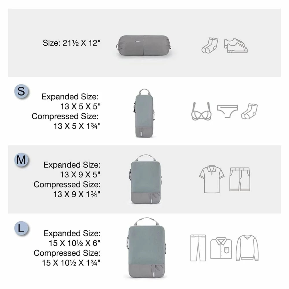 Bagsmart Organizadores de Equipaje con Compresión 6 pzs color gris