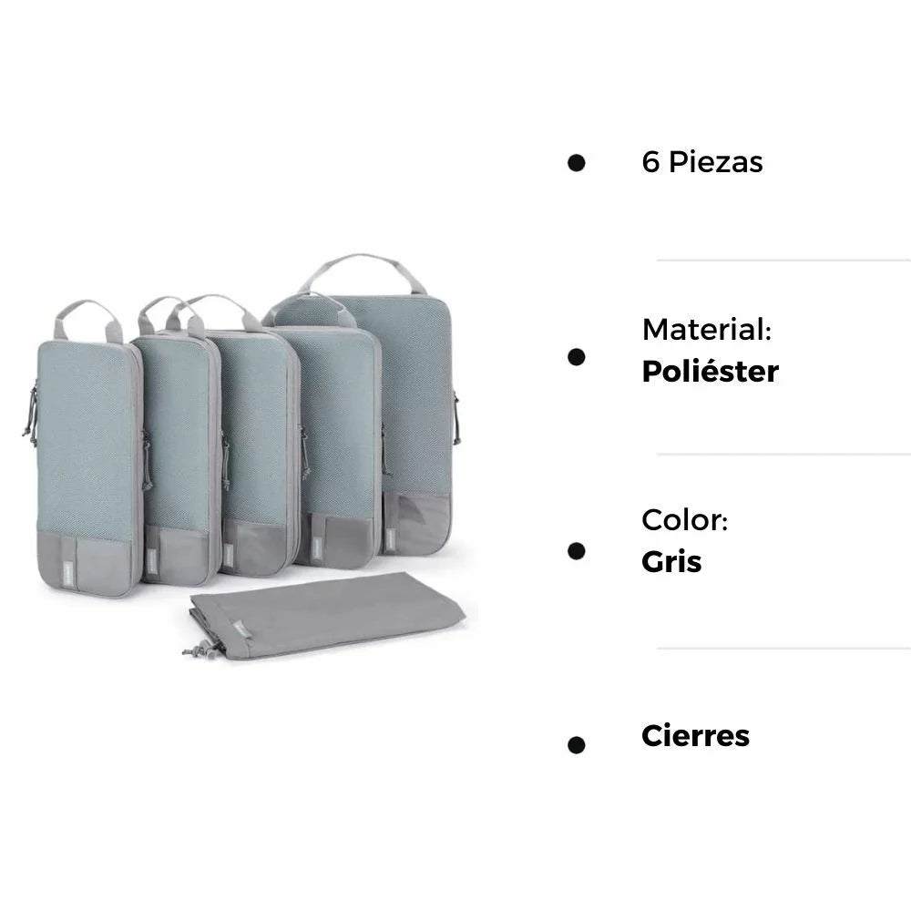 Bagsmart Organizadores de Equipaje con Compresión 6 pzs color gris