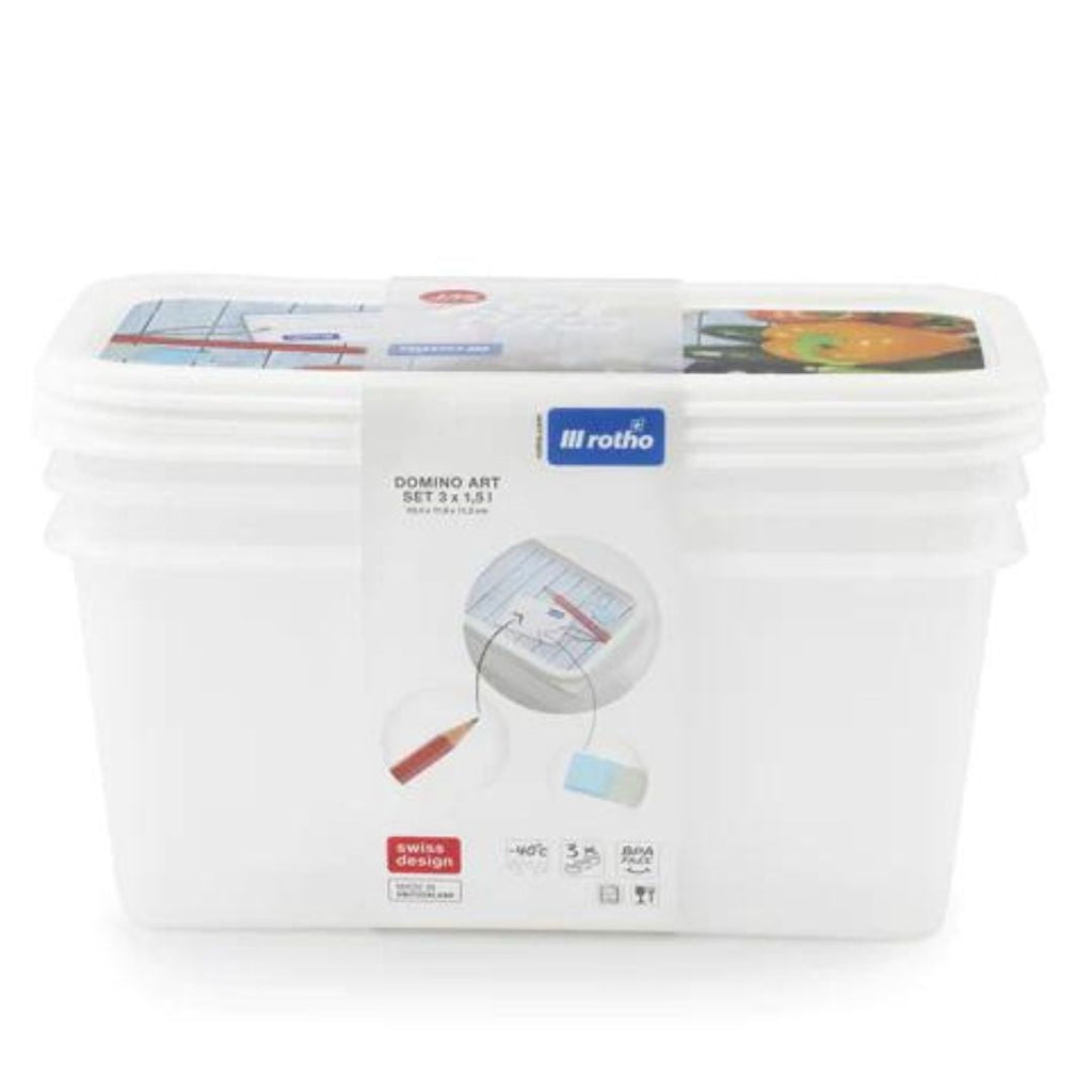 Set de 3 Contenedores Rotho 1500 ml c/u para Congelador