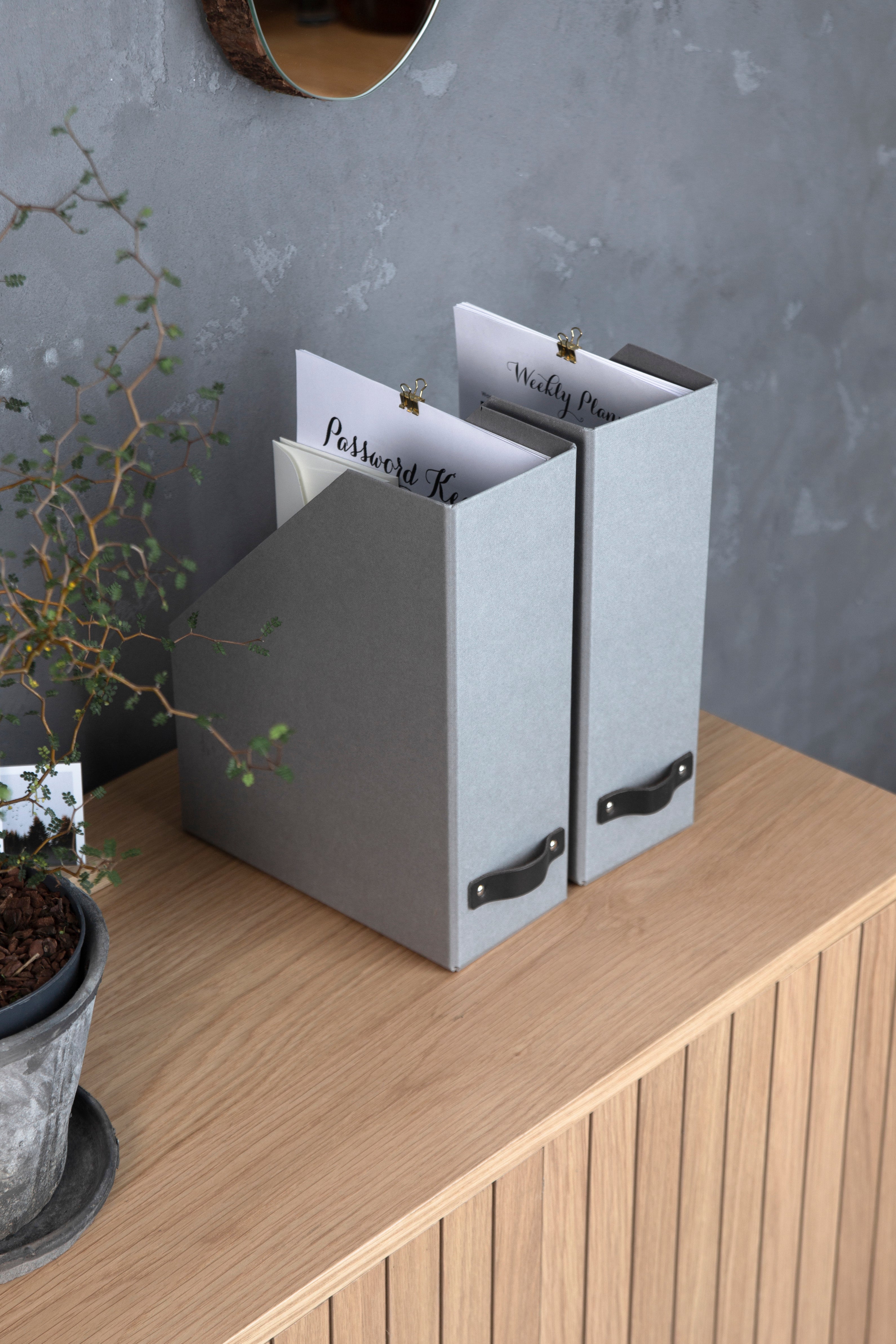 Set de 2 Organizadores para Archivos Bigso Box Gris Laminado